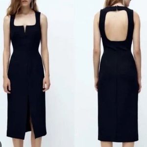 Zara Square Neck Slim Dress, Size M
